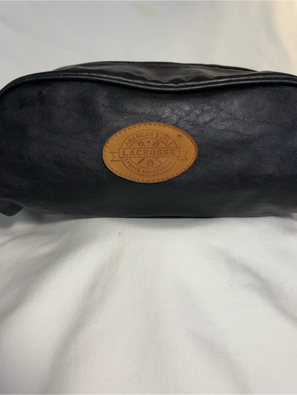 Vintage American Style Lacrosse Black Toiletries Travel Bag/Dopp Kit